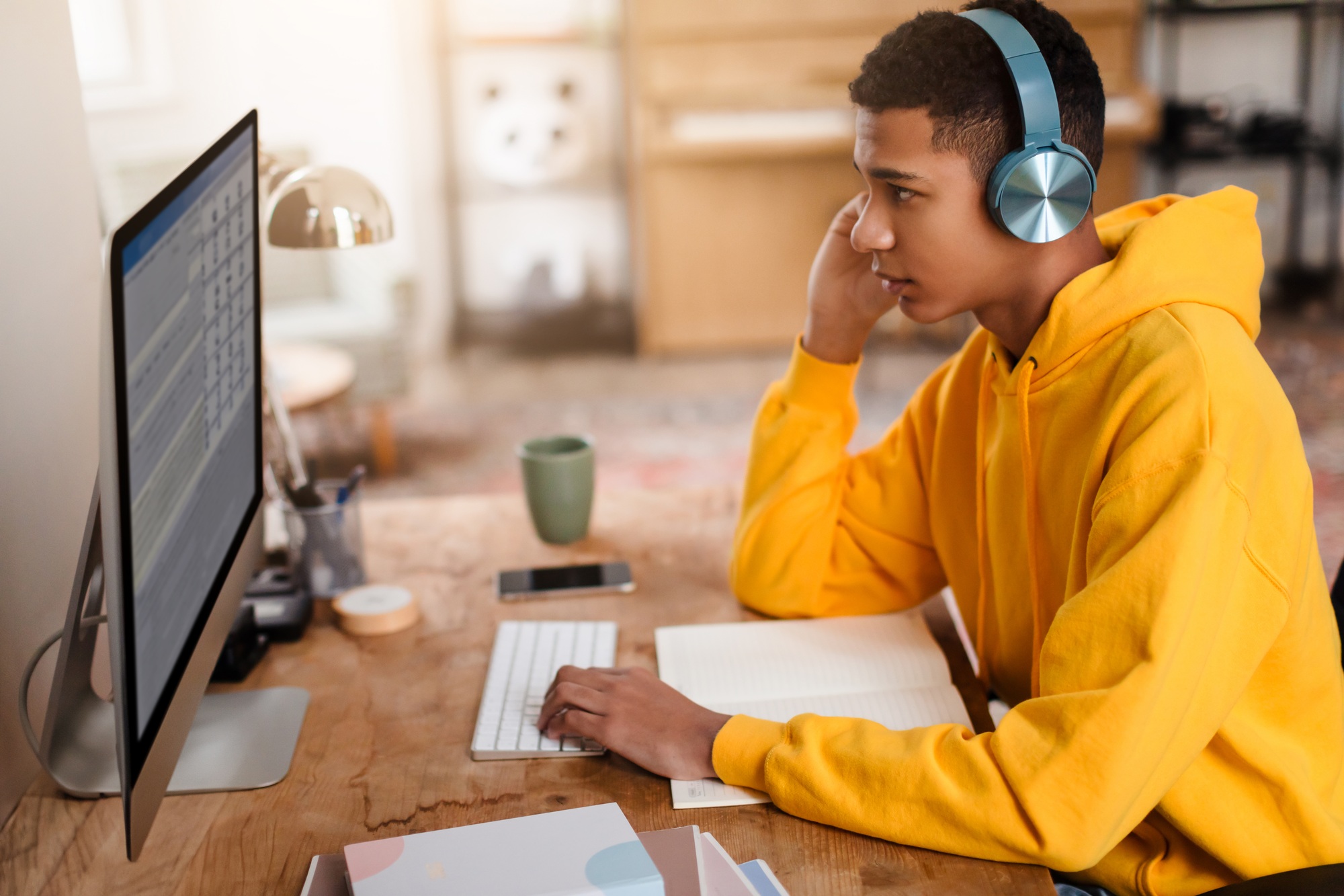 Person reviewing content on computer screen